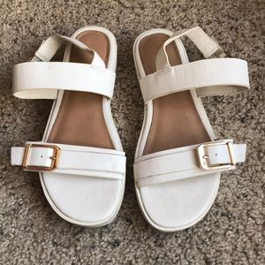 Aldo White berisford platform wedge sandals sz 7